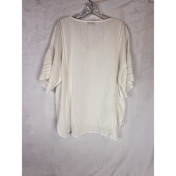 new directions Tops - New Directions Linen Blend Tunic Top White Boho Lightweight Size L Resort